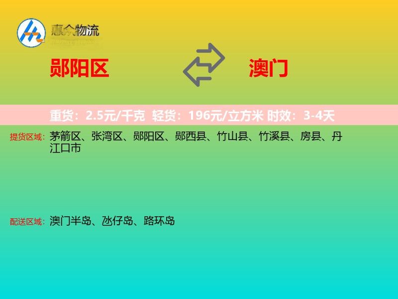 郧阳区到澳门长途搬家