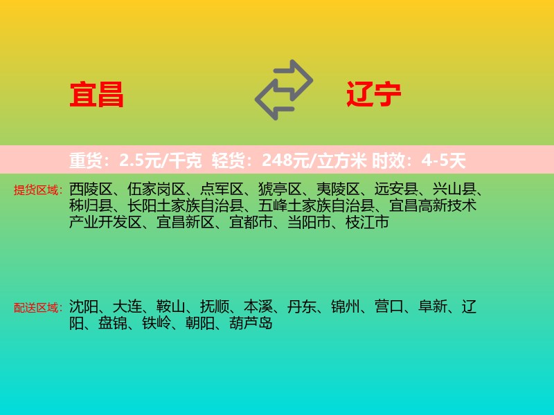 宜昌到辽宁长途搬家
