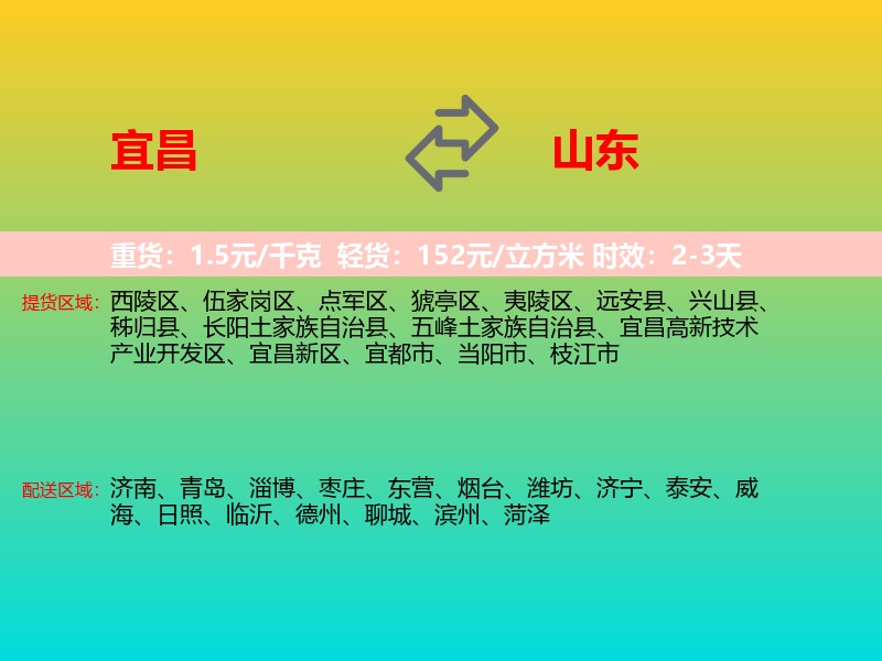 宜昌到山东长途搬家