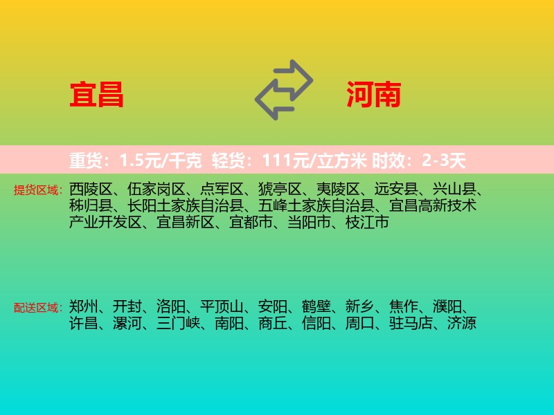 宜昌到河南长途搬家