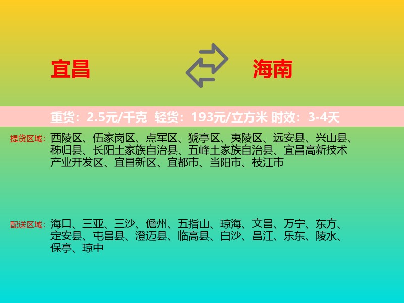 宜昌到海南长途搬家