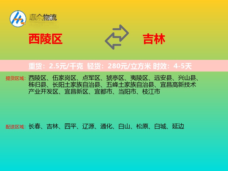 西陵区到吉林物流专线