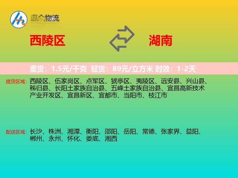西陵区到湖南物流专线