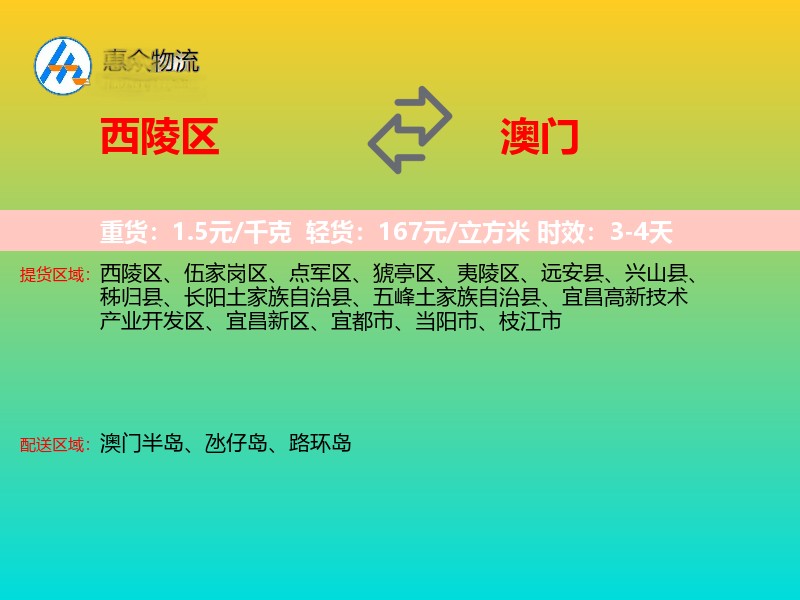 西陵区到澳门长途搬家