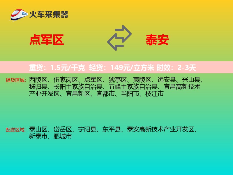 点军区到泰安物流专线