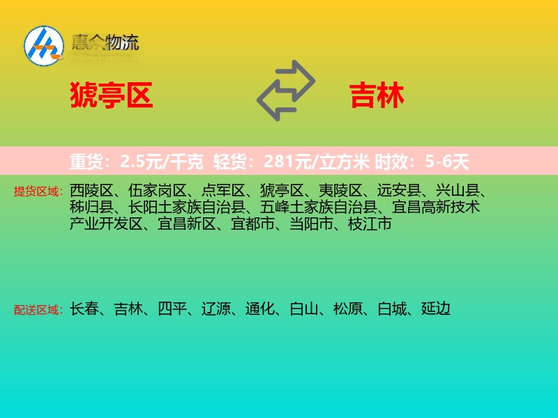 猇亭区到吉林长途搬家