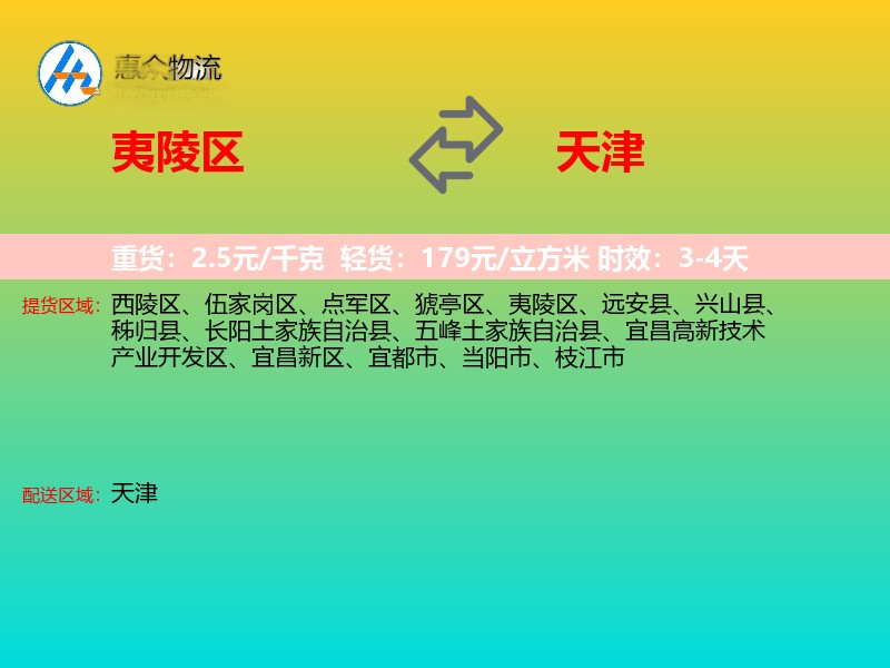夷陵区到天津长途搬家