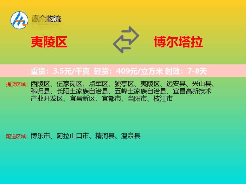 夷陵区到博尔塔拉物流专线