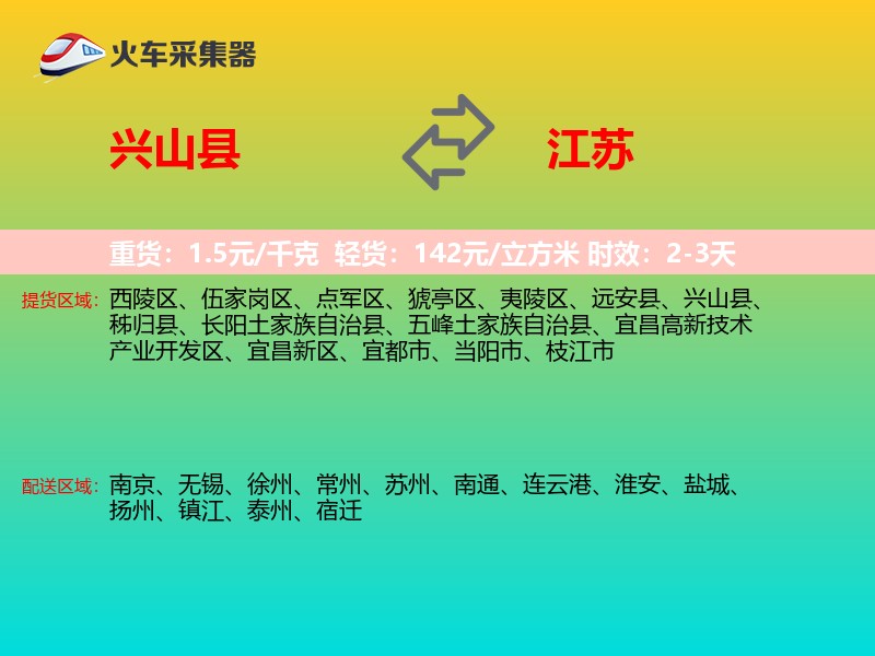 兴山县到江苏物流专线