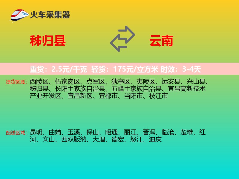 秭归县到云南长途搬家