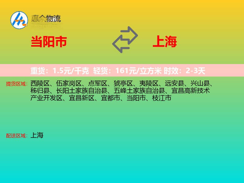 当阳市到上海长途搬家