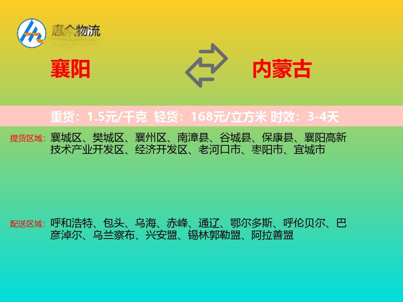 襄阳到内蒙古轿车托运