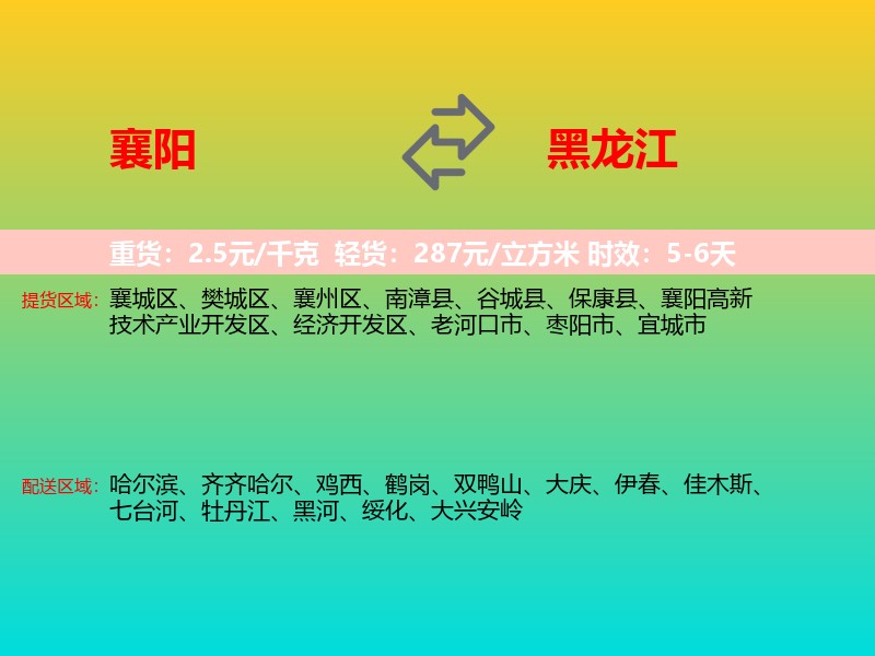 襄阳到黑龙江长途搬家