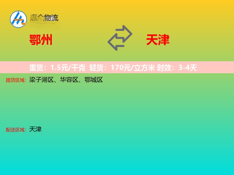 鄂州到天津物流专线