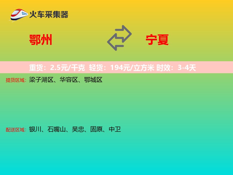 鄂州到宁夏长途搬家