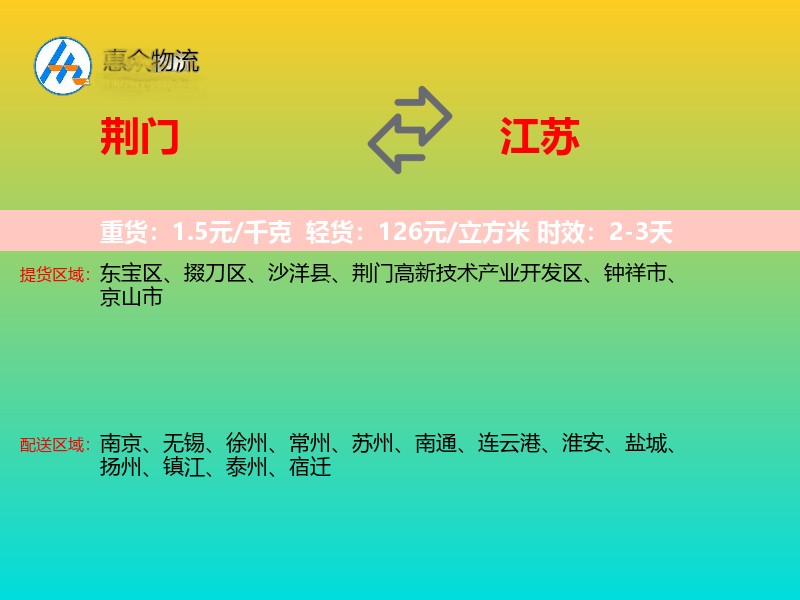 荆门到江苏物流专线