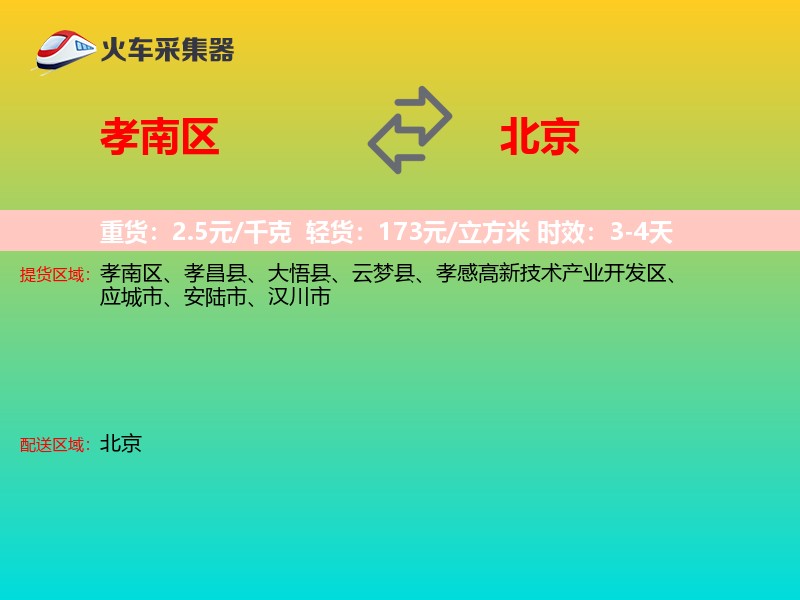孝南区到北京物流专线