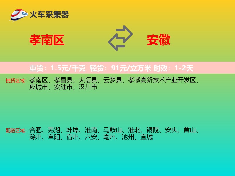 孝南区到安徽物流专线