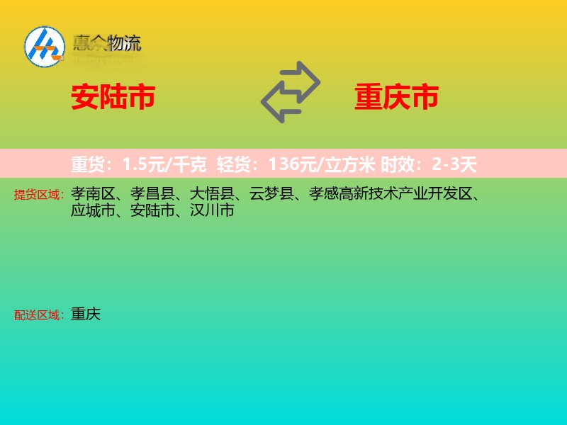安陆市到重庆市长途搬家