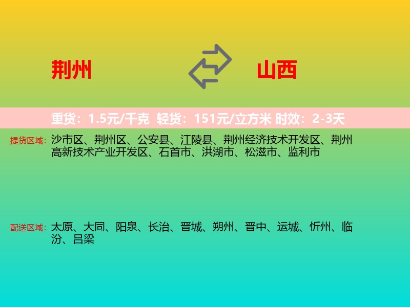 荆州到山西长途搬家