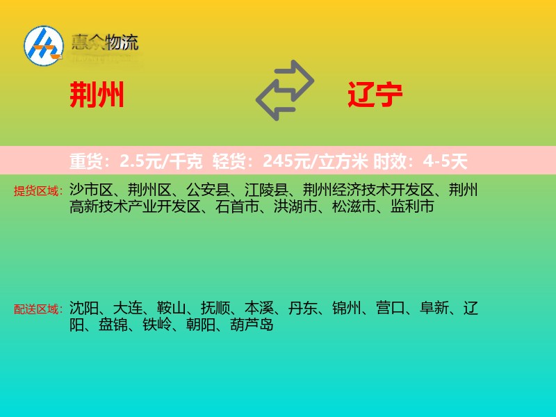 荆州到辽宁长途搬家