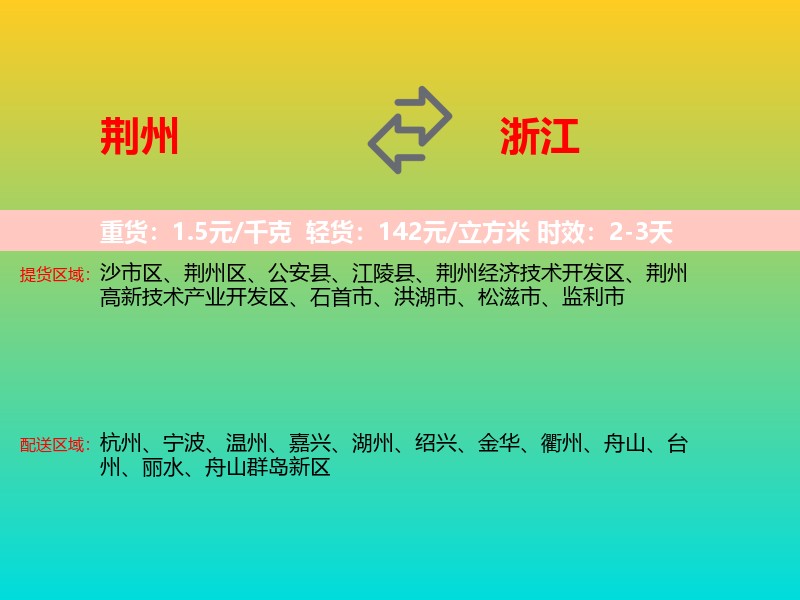荆州到浙江长途搬家