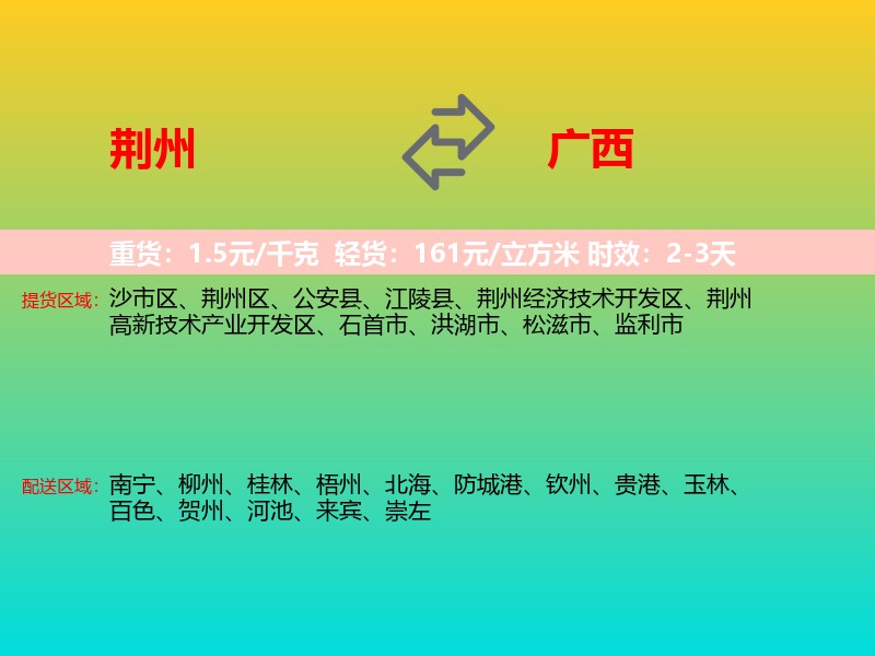 荆州到广西长途搬家