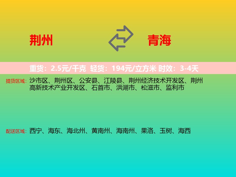荆州到青海长途搬家