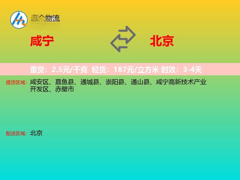 咸宁到北京长途搬家