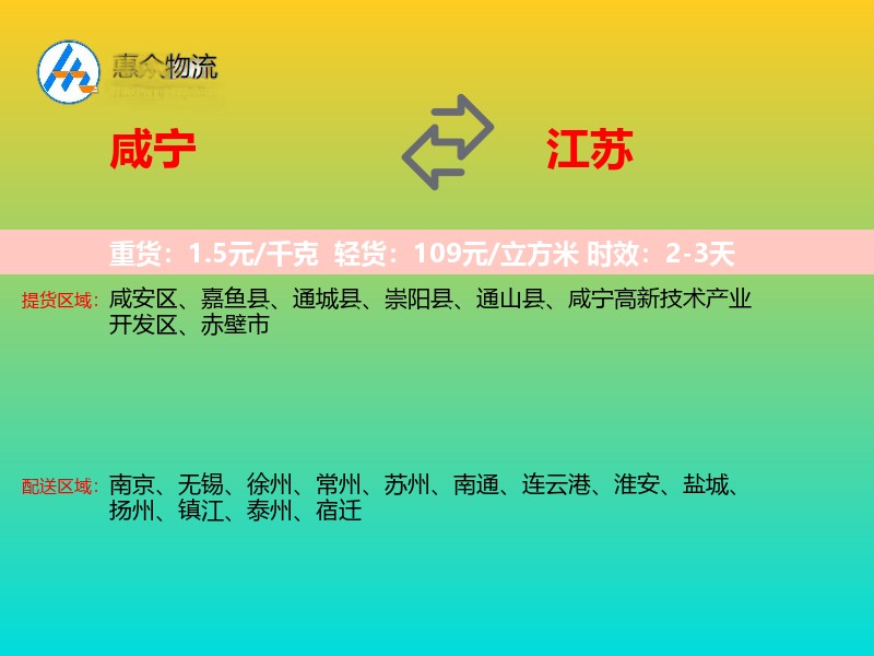咸宁到江苏长途搬家