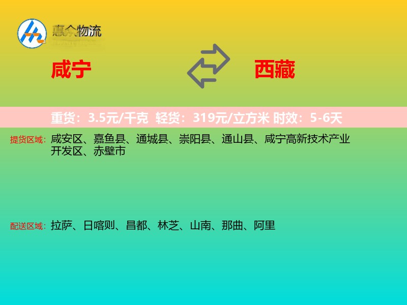 咸宁到西藏长途搬家