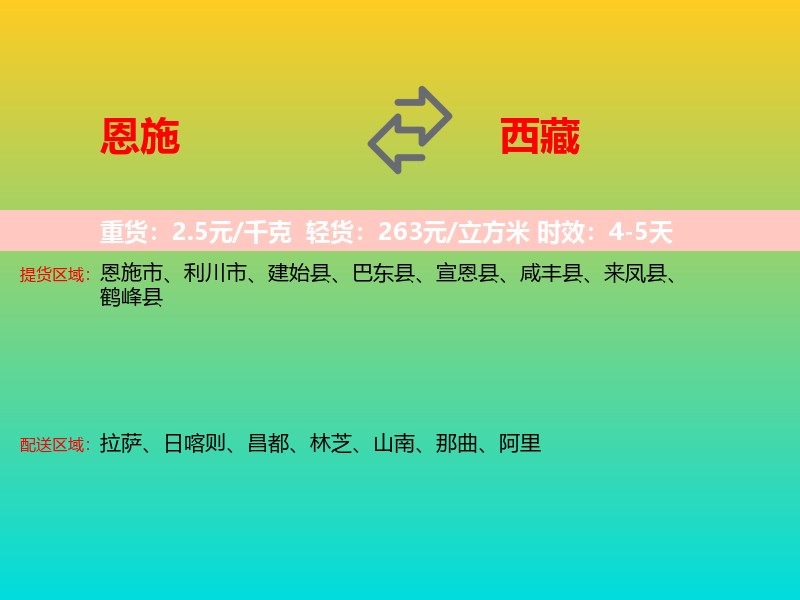 恩施到西藏长途搬家