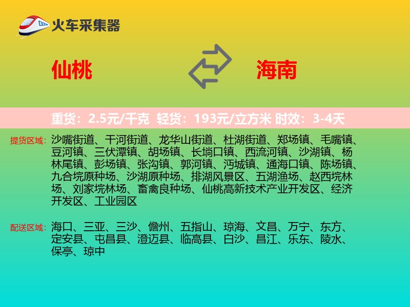 仙桃到海南轿车托运