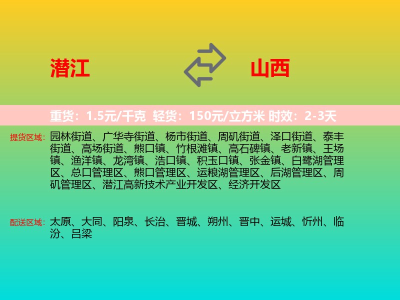 潜江到山西长途搬家