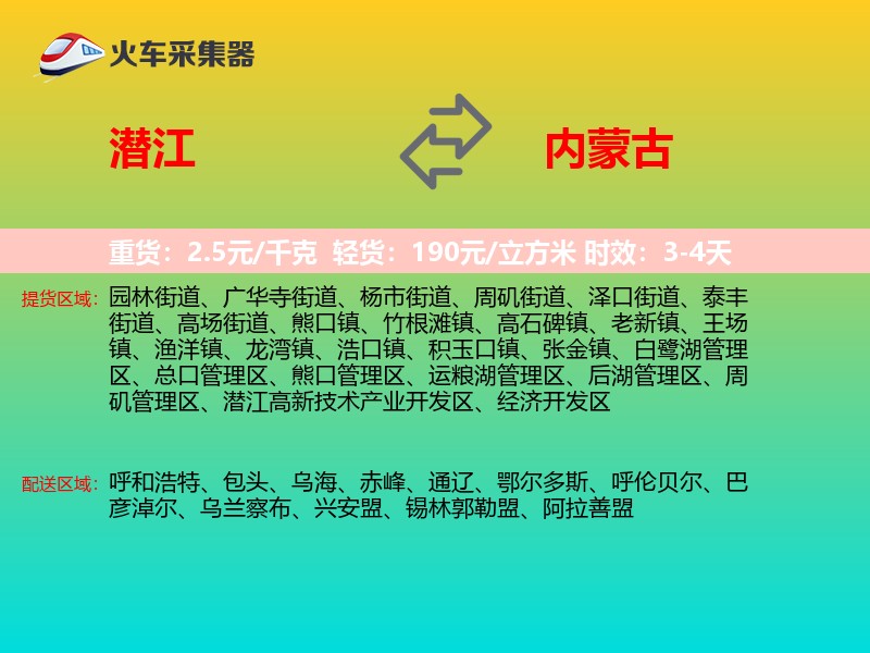 潜江到内蒙古轿车托运