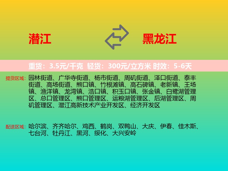 潜江到黑龙江长途搬家