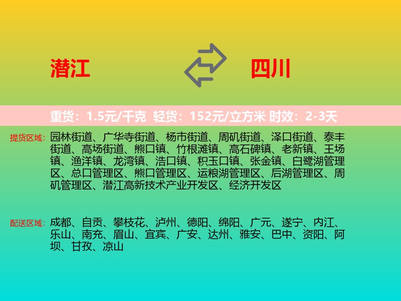 潜江到四川长途搬家