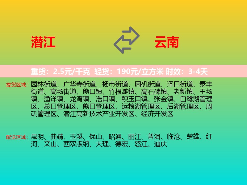 潜江到云南长途搬家