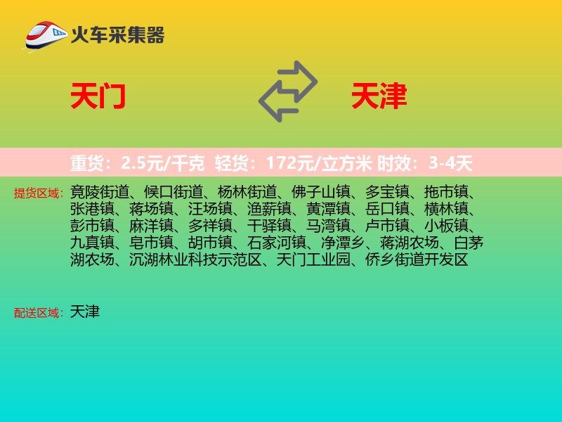 天门到天津轿车托运