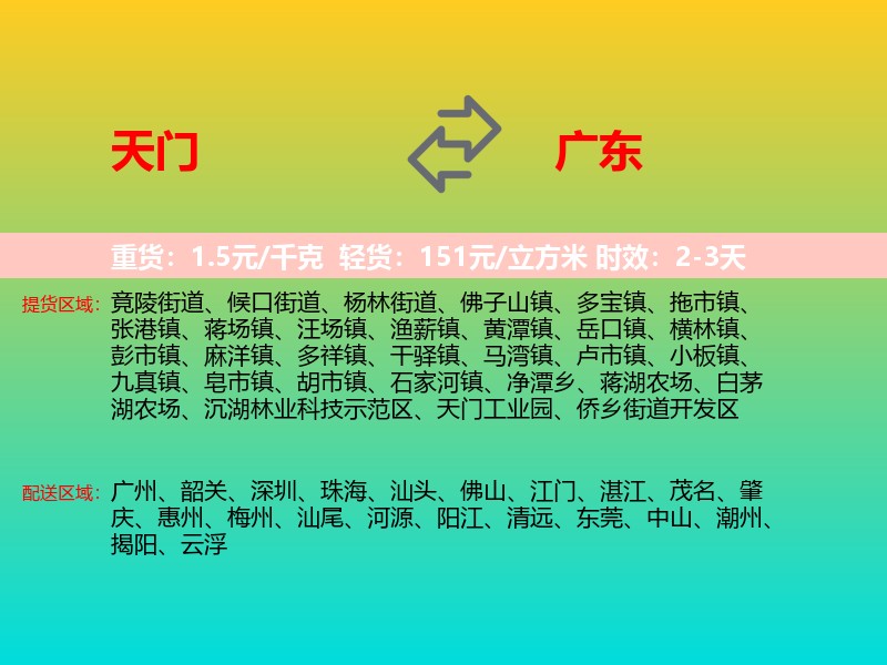 天门到广东长途搬家