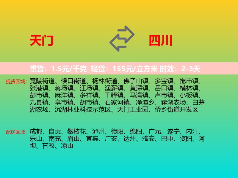 天门到四川长途搬家