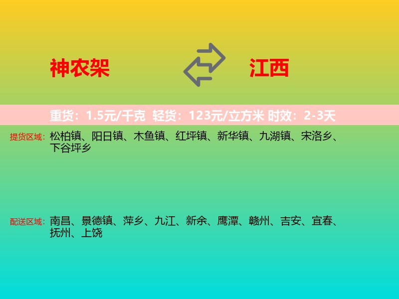 神农架到江西长途搬家