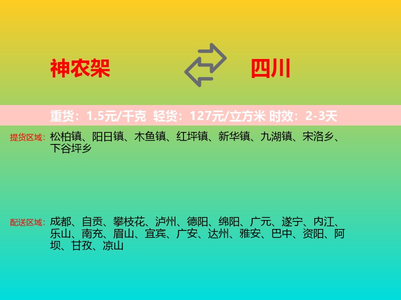神农架到四川长途搬家