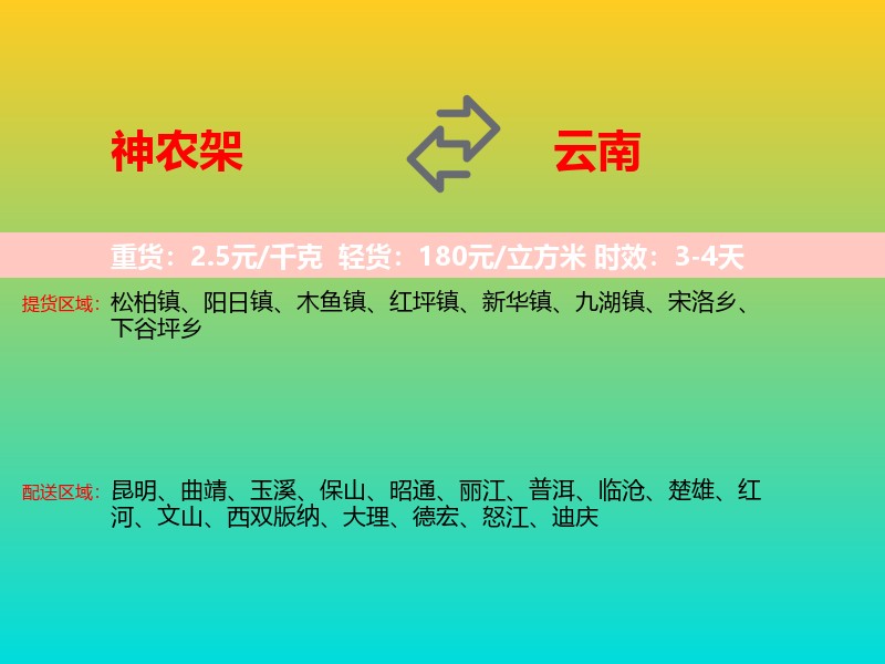 神农架到云南长途搬家