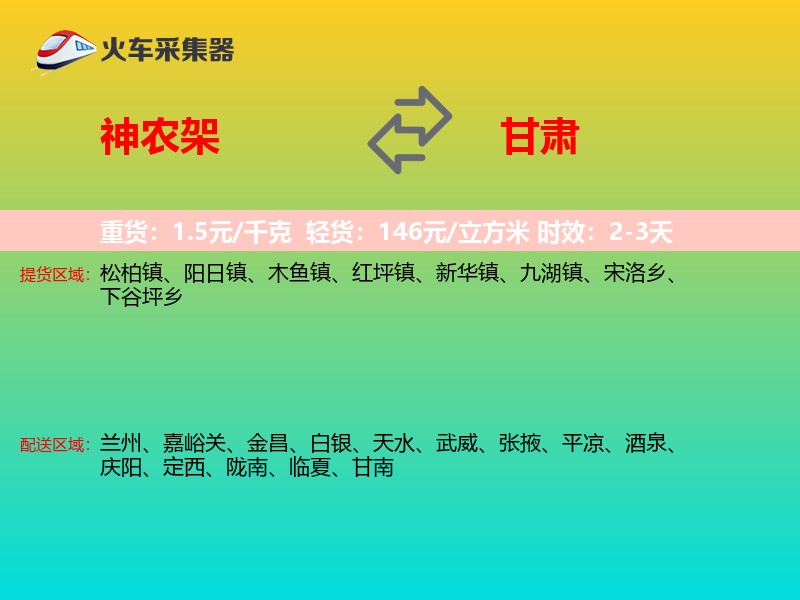 神农架到甘肃轿车托运