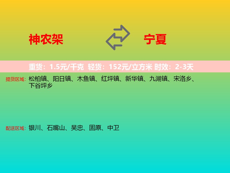 神农架到宁夏长途搬家