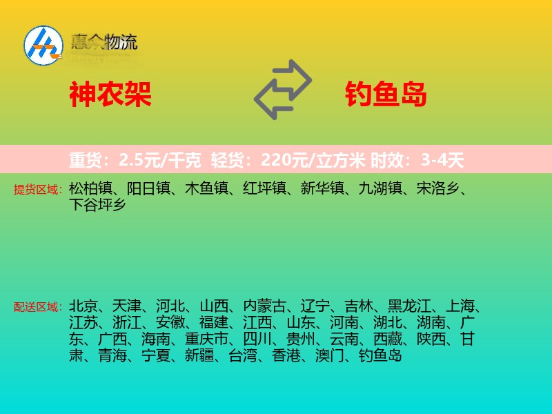 神农架到钓鱼岛轿车托运