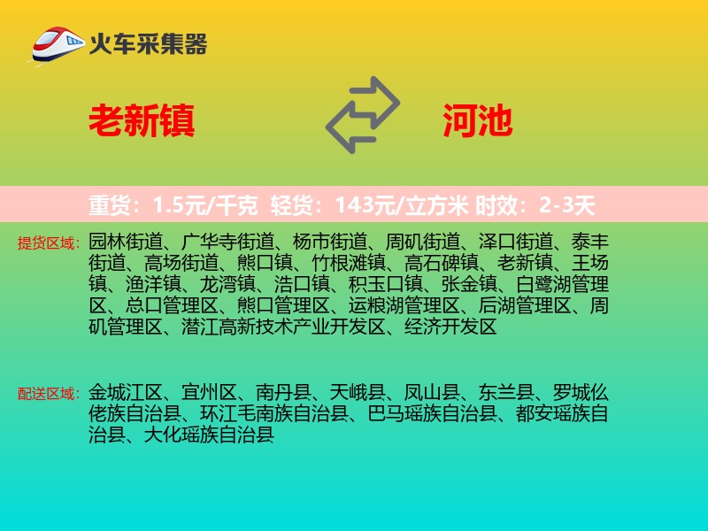 老新镇到河池物流专线