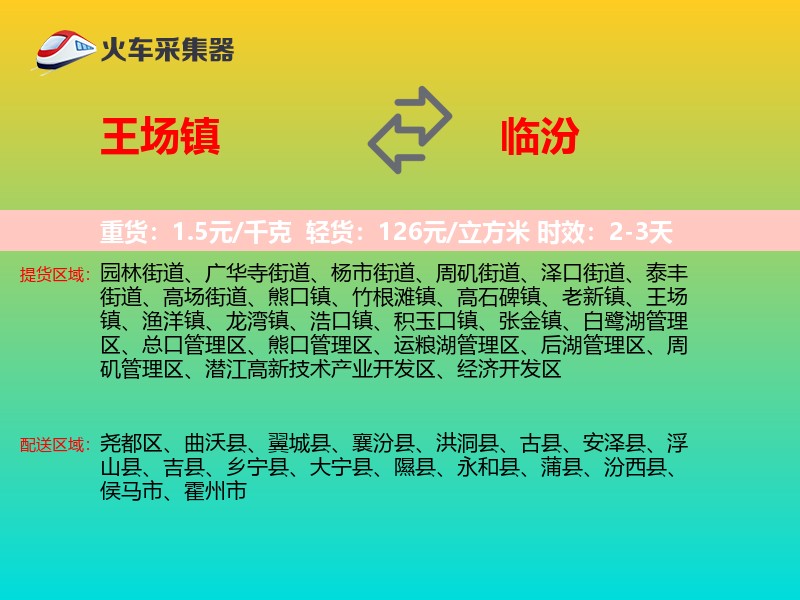 王场镇到临汾物流专线