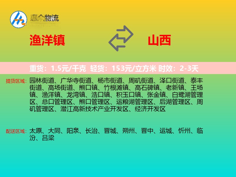 渔洋镇到山西长途搬家